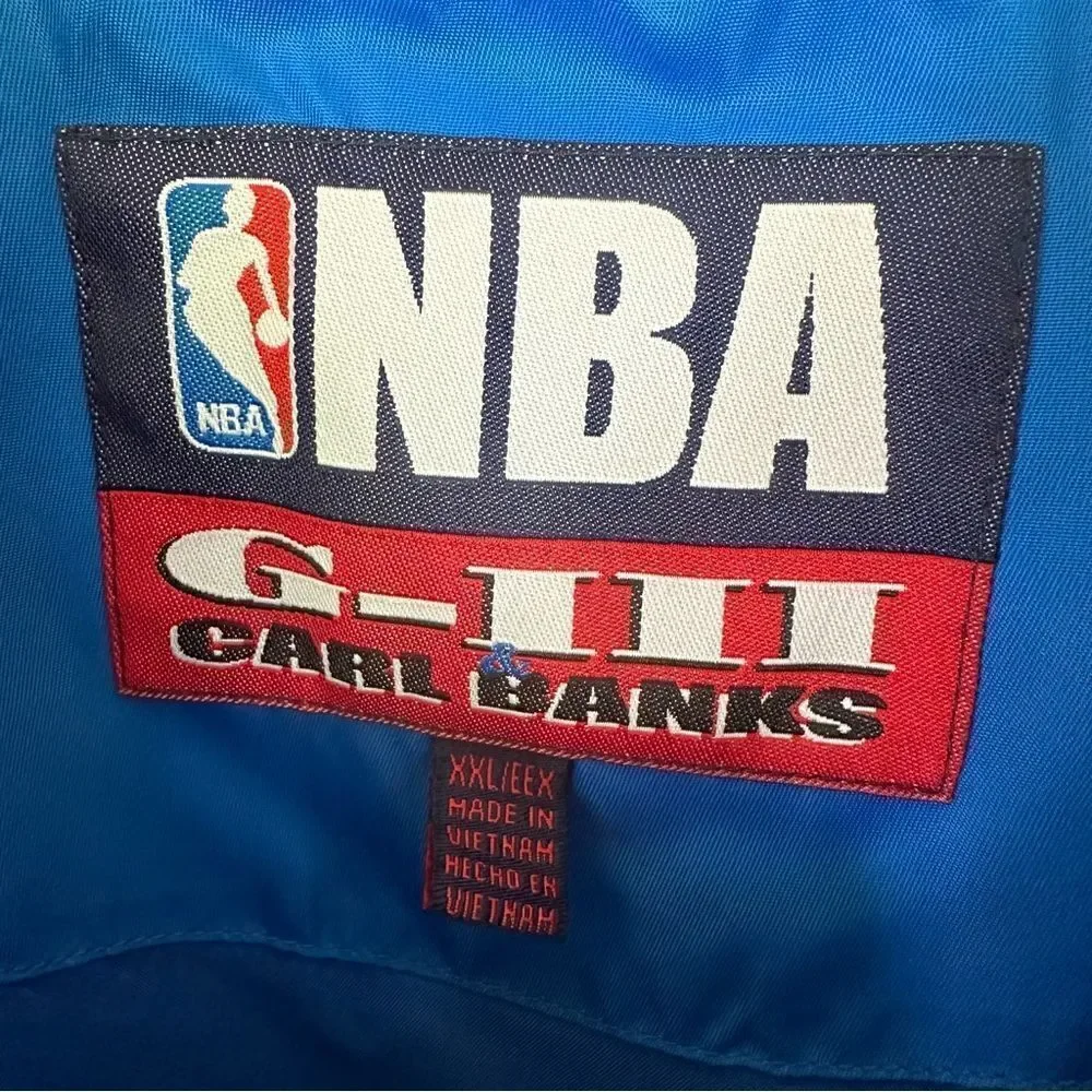 G-III NBA Men’s Detroit Pistons Blue Nylon Red Chalk Line 90s Windbreaker